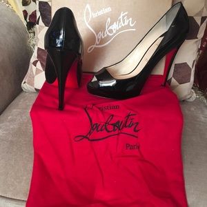Christian Louboutin Black Patent Peep toe.